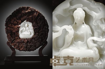 颜桂明 大宝莲释迦牟尼佛 白玉摆件 白玉165×152mm 木质外圈420×410×200mm 通高520mm
