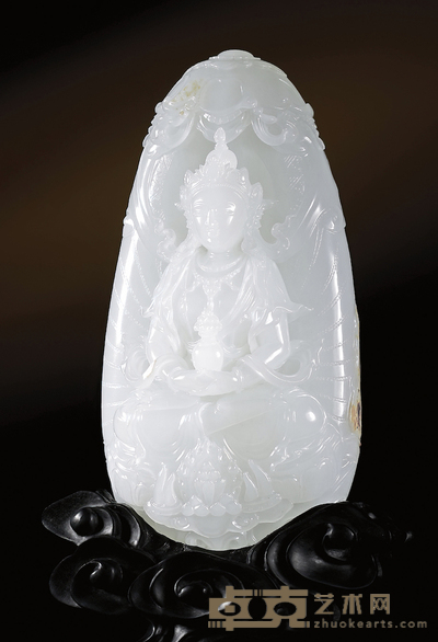 张永来 长寿佛 白玉牌 105×54×27mm 带座高190mm
重量:229.4g