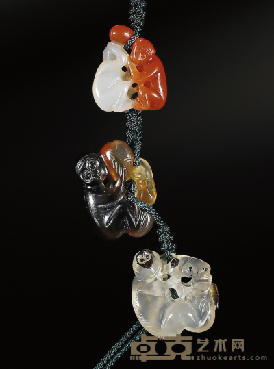 清·玛瑙猴多宝串 大小不一，最大19×16×6mm