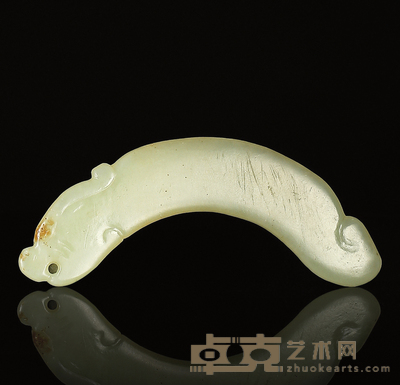 明·黄玉雕龙纹璜 84×18×4mm