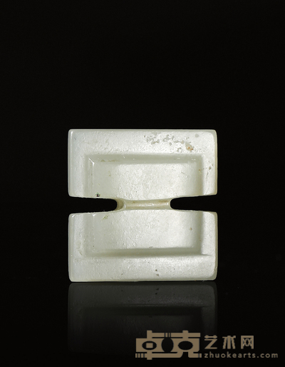 明·青白玉雕工字佩 26×26×7mm
