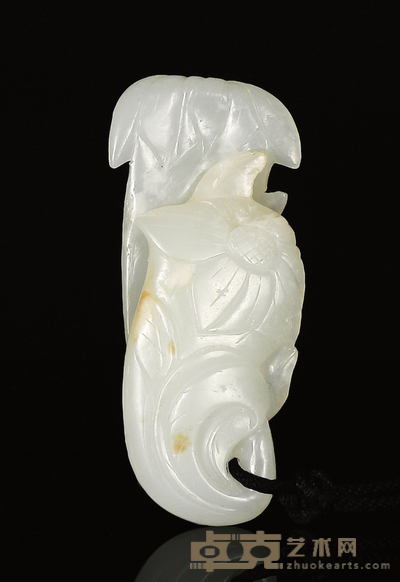 清·白玉萱草佩 67×26×17mm