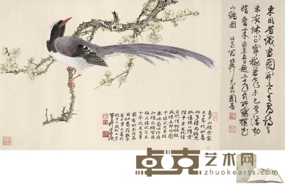 谢稚柳 梅花山鹧图 84.5×44.5cm