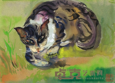 王济远 猫 26×36cm