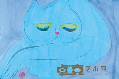 丁雄泉 蓝猫 48×72cm