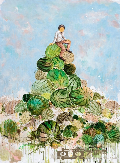 李继开 西瓜堆上的男孩 200×140cm