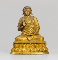 清康熙·铜鎏金上师坐像