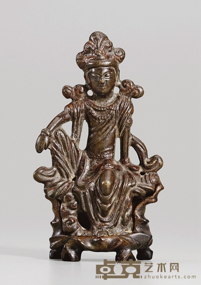元·铜自在观音菩萨坐像 高:12.5cm(不含座)