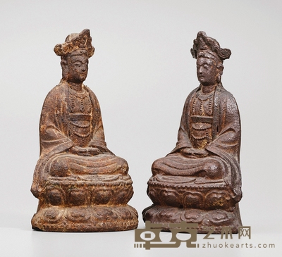 明·铁制菩萨坐像(两件一组) 高:27cm