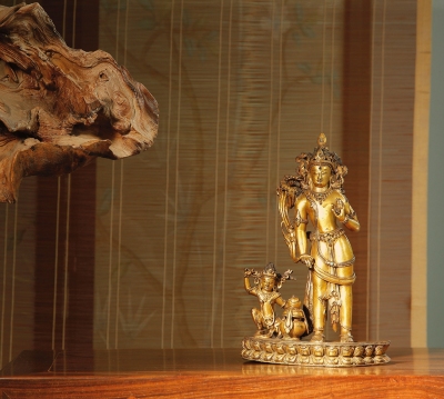 15世纪·铜鎏金金刚手菩萨与不动明王