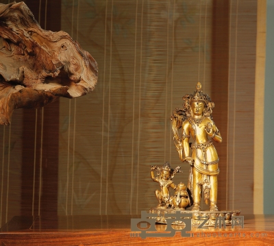 15世纪·铜鎏金金刚手菩萨与不动明王 高：20.4cm