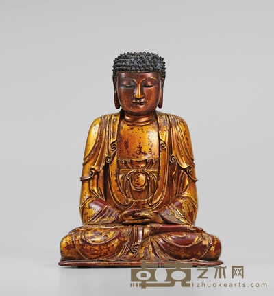 明·檀香木阿弥陀佛坐像 高:23cm