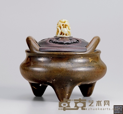 清·『宣德制』款桥耳炉 口径：17cm 高：14cm重：4729克