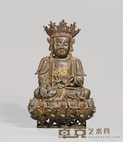 明·铜观音菩萨坐像 高：43.2cm