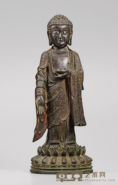 明宣德·铜释迦牟尼立像 高：45.5cm