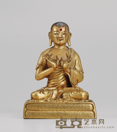 清乾隆·铜鎏金罗汉坐像 高：15cm