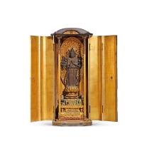 18世纪·木胎准提菩萨立像带佛龛