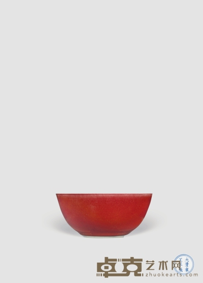 清雍正·霁红釉卧足碗 高：5.6cm 直径：13cm
