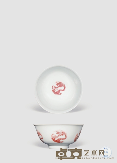 清康熙·釉里红团龙纹碗 高：6.8cm 直径：14.6cm