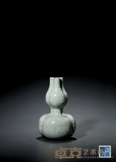 清乾隆·仿哥釉三联葫芦瓶 高：20.7cm 直径：12.5cm