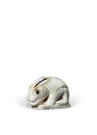 明·白釉褐彩兔