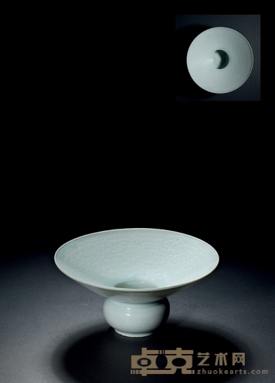 明·湖田窑青白釉渣斗 高：7.3cm 直径：15.5cm