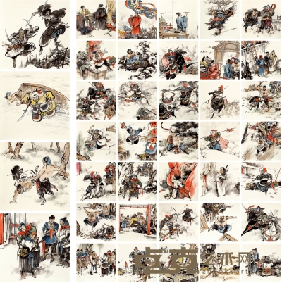 《水浒传》 封面原稿三十九帧 23.5×23cm×39