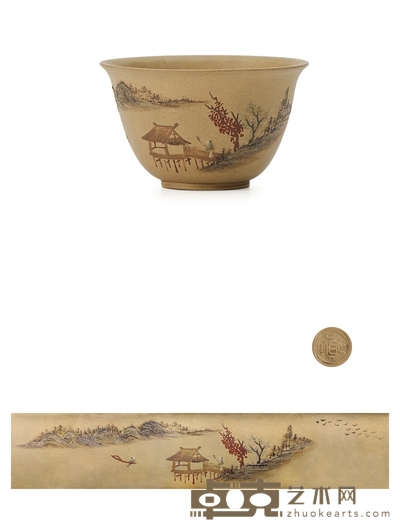 清早期·亨慎制段泥胎五彩泥绘杯 高4.7cm 口径7.9cm