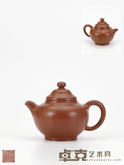 清中期·孟臣款朱泥仲芳掇球壶 高7.5cm 长10.8cm