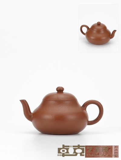 清中期·和兴秘制虔记款朱泥梨式壶 高6cm 长14.7cm