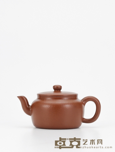 清早期·鸣远款朱泥平盖壶 高5.7cm 长11.3cm
