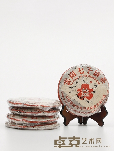 二〇〇四年·勐海茶厂7542红大益青饼(生茶) 五片,净重:355.9g;363.4g;353.3g;352.9g;359g