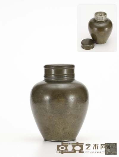 清末民国·乾茂号造大锡罐 高21cm 长17.1cm