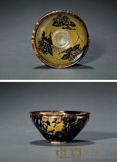 明·吉州窑剪纸贴花纹盏 高：6cm 直径：12.3cm