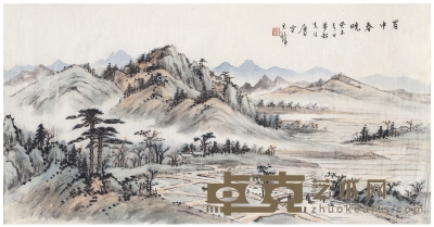 黄君璧 为虞梦韶作  蜀中春晓图 81×42.5cm