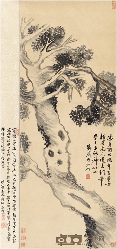 吴大澂 古柏图 91×35.5cm