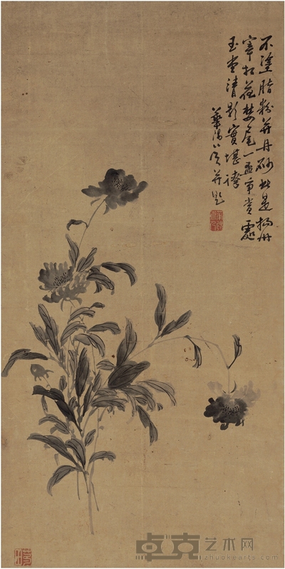 吴 云  芍药图 111.5×55.5cm 