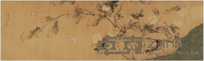 居 廉 花石虫趣图 129.5×39cm 