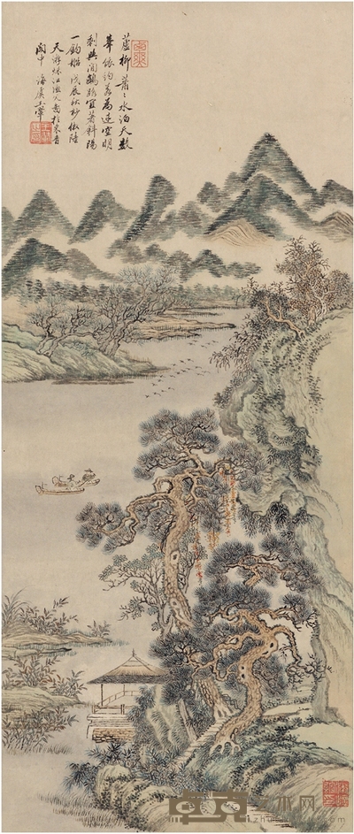 王 翚 秋江渔父图 62.5×26.5cm