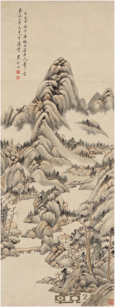 秦祖永 仿王时敏山水 130×49cm 