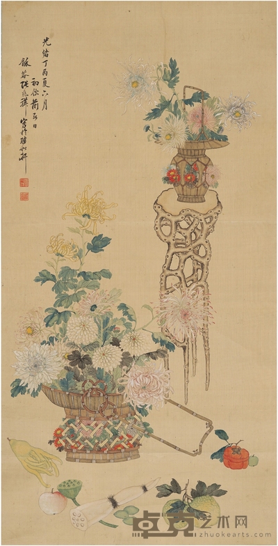 张兆祥 花卉清供图 129×65cm 