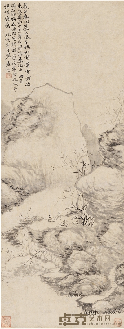 黄 易 为吴友松作 恽南田诗意图 64×24.5cm 