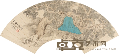 钱 杜 陈鸿寿小像 52×17cm