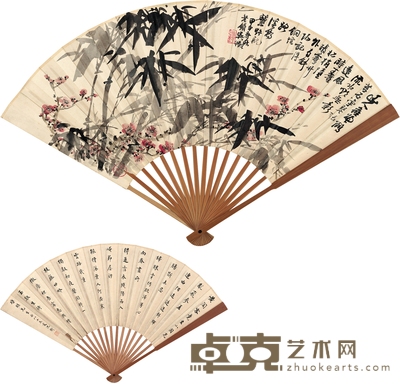吴 征 梅竹图·行书五言诗 49×18cm
