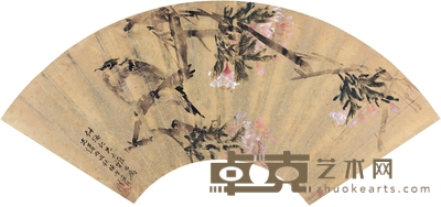 任伯年 为姚正镛作  花枝栖禽图 51.5×18.5cm