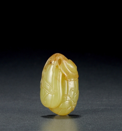 清·黄玉雕瓜瓞绵绵把件