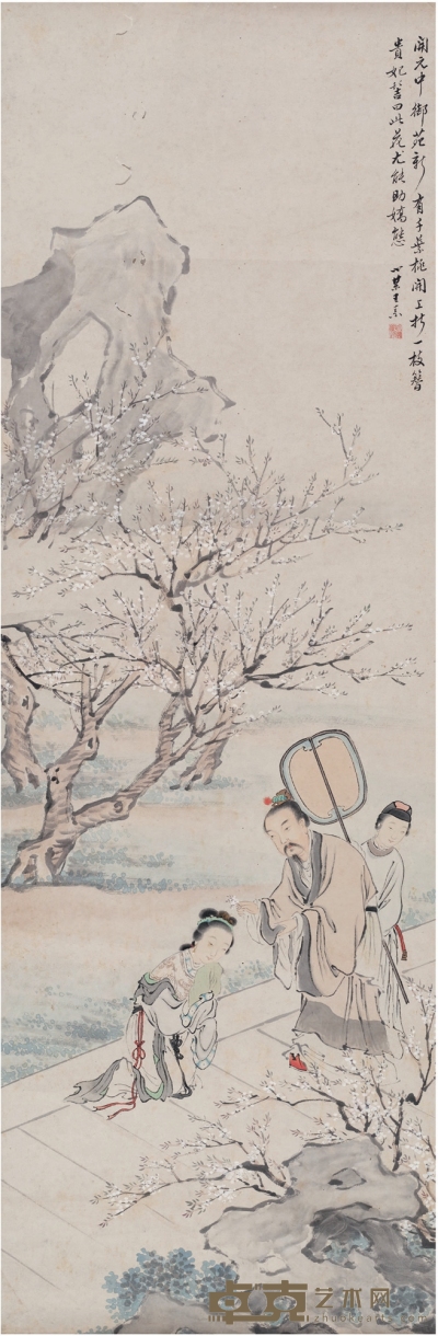 王 素 簪花图 131×43cm