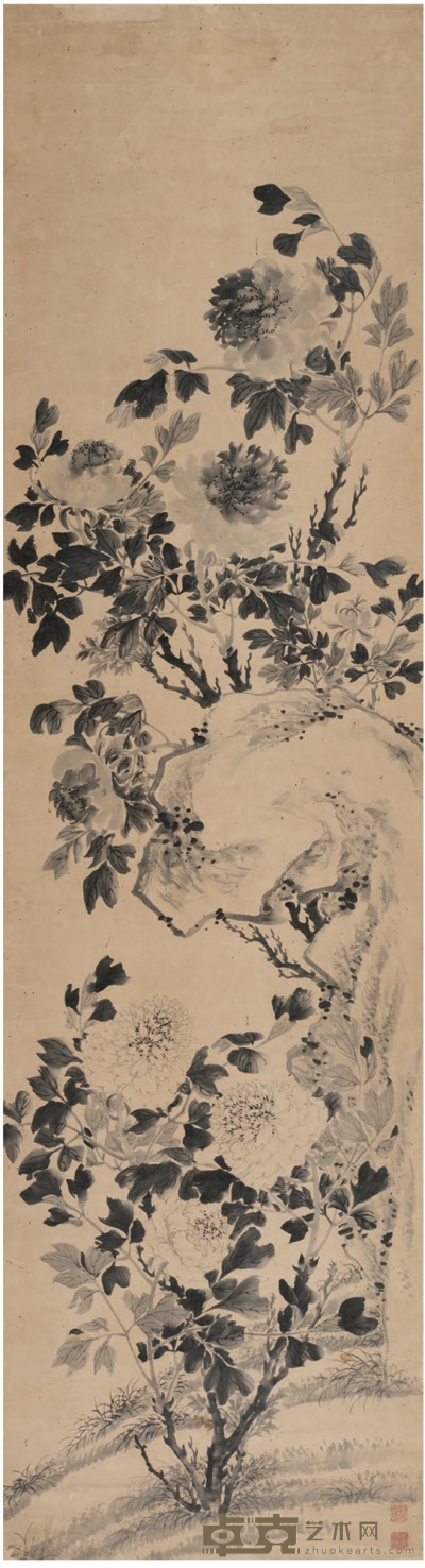 佚名 菊石图 183.5×50.5cm