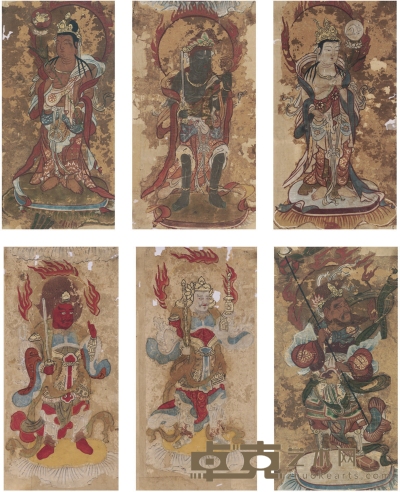 佚名 佛教人物 29×15.5cm×2 31.5×15.5cm×2 29×14.5cm 29.5×14.5cm