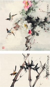 顾月丽（1942～ ）、曹瑞祥（1943～ ） 花鸟二帧